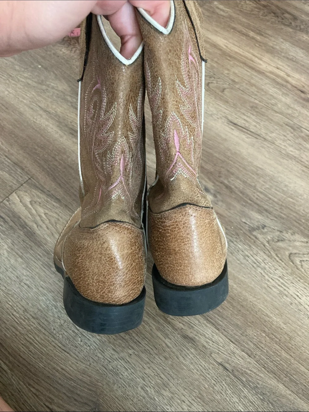 Old West Tan Suede embroidered Western Boots Sz 2